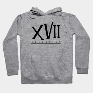 XVII (Seventeen) Black Roman Numerals Hoodie